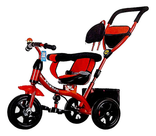 Triciclo Con Guia Desmontable Canasto Y Bocina Color Rojo