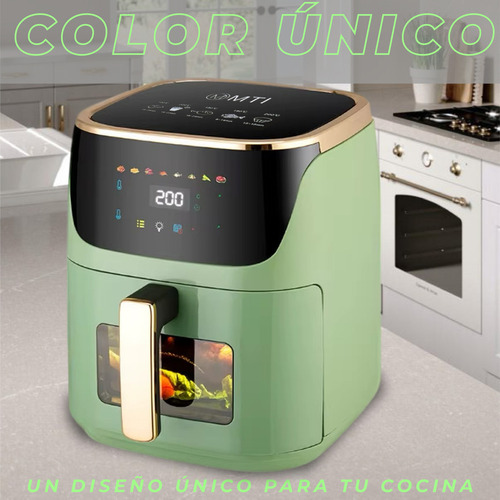 Freidora De Aire 8 Litros Verde Sin Aceite Airfryer 1800w Color Verde Musgo