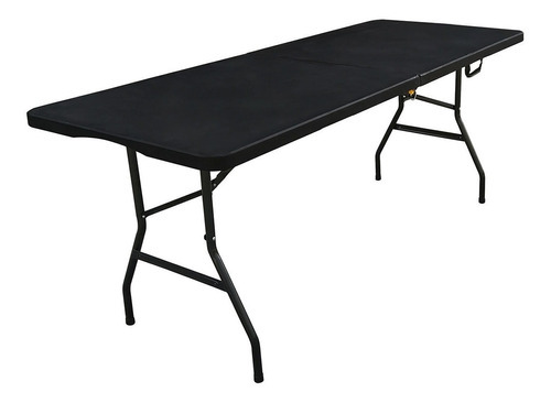 Mesa Plegable 1.80 Camping Tipo Maletin Plástico Reforzada Color Negro