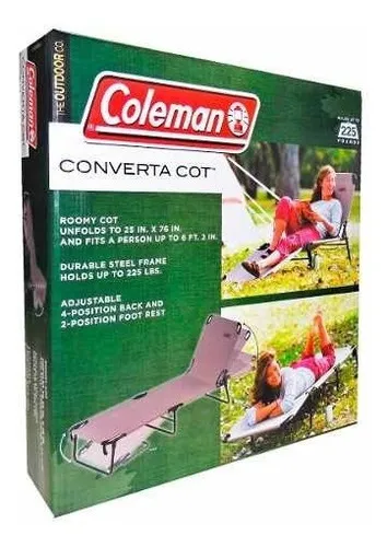 Catre Plegable Coleman Reclinable 4 Posiciones Color Caqui
