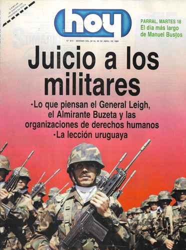 Revista Hoy N° 614 / 24 A 30 Abril 1989 / Juicio Militares