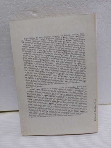 Antigüo Libro Yawar Fiesta Jose Maria Arguedas Año: 1973 (Usado)