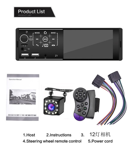 Autoestéreo Con Pantalla De 4.1in 1din Mp5 Bluetooth 2usb