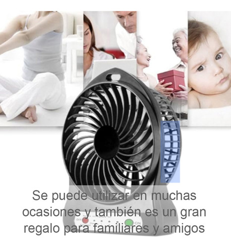 Mini Ventilador Portátil 3 Escritorio De Velocidad Con Luz 11 Cm N/a Negro Transparente Plástico 4
