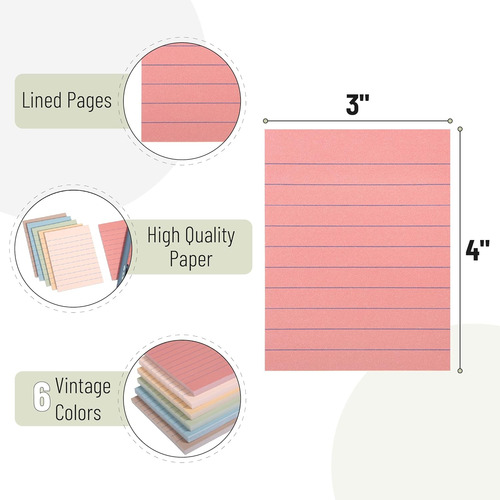 Mr. Pen- Lined Sticky Notes, 3x4, 360 Sheets, Vintage C...
