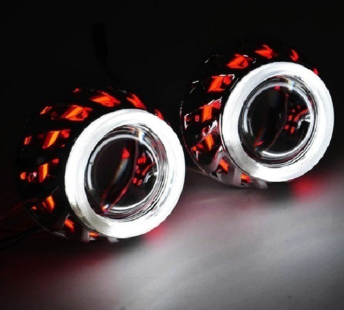 Imagen 6 de 6 de Faro Led Con Ojo De Angel Bi-xenon 30w Para Moto Universal