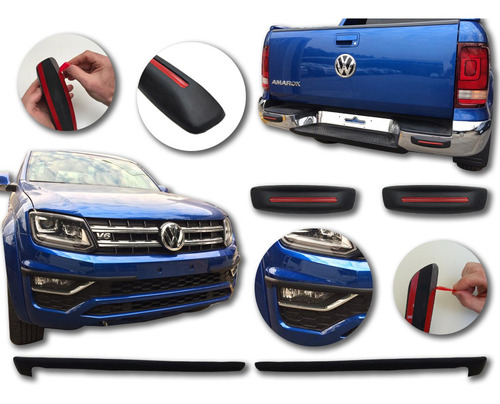 Vw Amarok 2018 Gomas De Paragolpes Vira Roja X4piezas Kenny