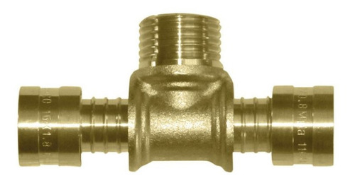 Te Tee Terminal Pex Água 20mm X 3/4 Rosca Macho Metalico Cor Bronze
