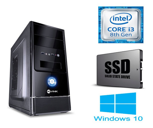 Pc Core I3 8100 8ª Geração, Com 4gb De Ram, Ssd 120gb, Win10