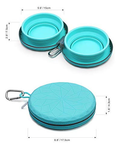 Cuencos Plegables Silicona Perros Gemelos Funda Cremallera 2