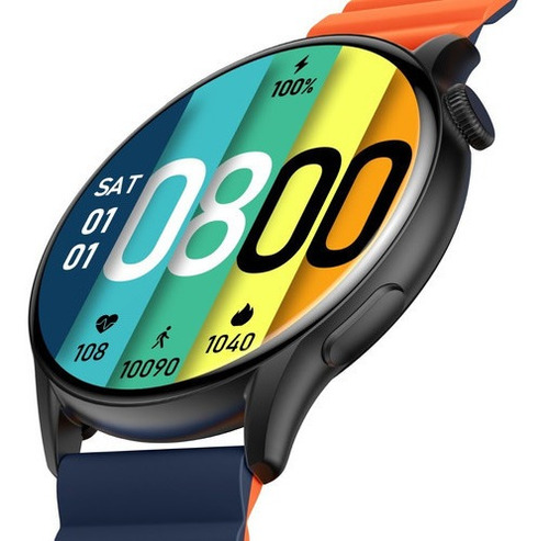 Smartwatch Kieslect K-Series Kr Pro Sport 1.43" caja 40mm de metálico negra, malla de silicona y bisel negro de dlc