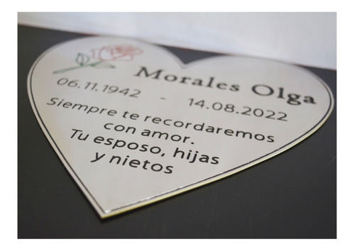 Imagen 7 de 7 de Placa Recordatoria Cementerio. Corazon + Cruz Con Cristo.