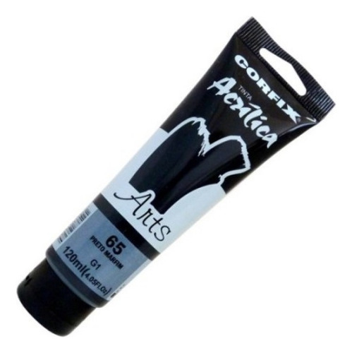 Tinta Acrílica Corfix Arts 120ml Tela Cor 65 Preto Marfim