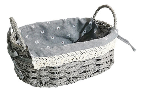 Cesta De Almacenamiento De Ratán Artículos Gris Medio C