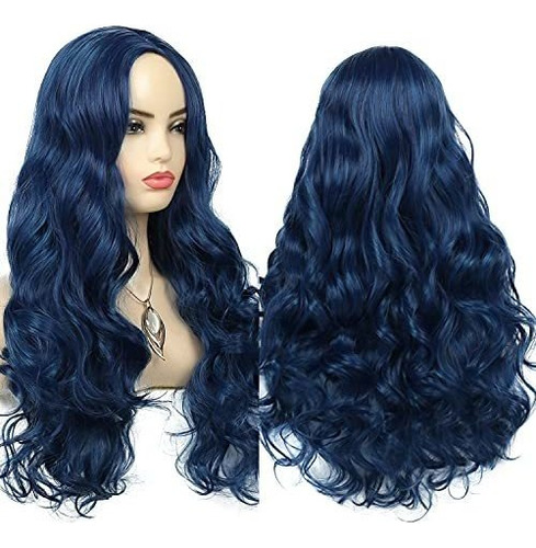 Pelucas - Wiwige Long Curly Wavy Blue Wigs For Women Mid