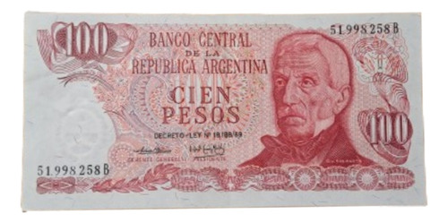 Bottero N 2395 Billete 100 Pesos Ley 18.188/69.  Excelente 