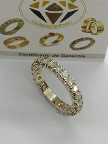 Aliança Inteira Em Ouro 18k Dimantes 10 Pontos