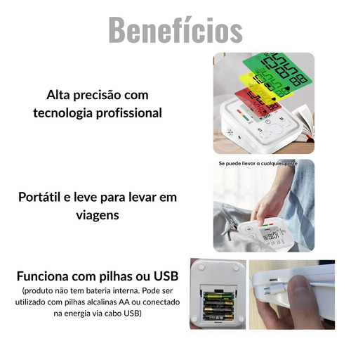 Monitor Aferidor Pressão Digital Automático Braço Tela Lcd