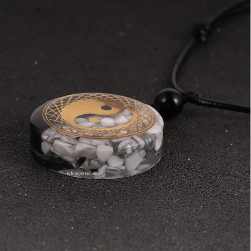 Obsidiana Negra + Cuarzo - Orgón - Colgante - Yin Yang Reiki