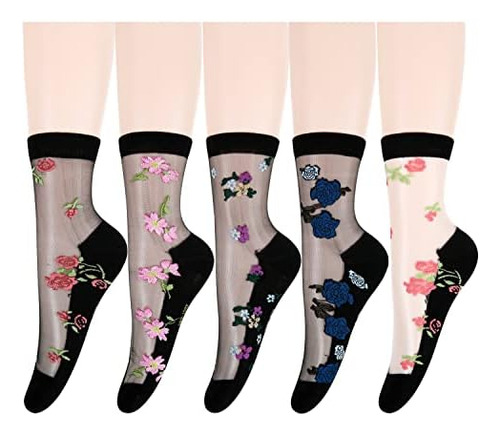 Calcetines Transparentes Negros Para Mujer Y Niña, Calcetine