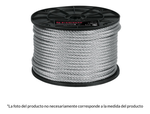 Cable Acero 1/8  7x7 Hilos 75 Mt Fiero 44205 Color Plateado