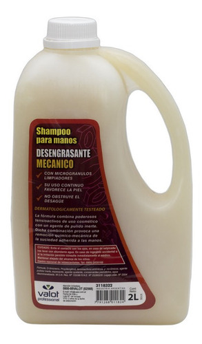 Imagen 1 de 3 de Shampoo Desengrasante Para Manos Mecánico 2lt Valot Oficial