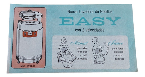 Folleto Antiguo De Lavadora De Rodiillos Easy 60s