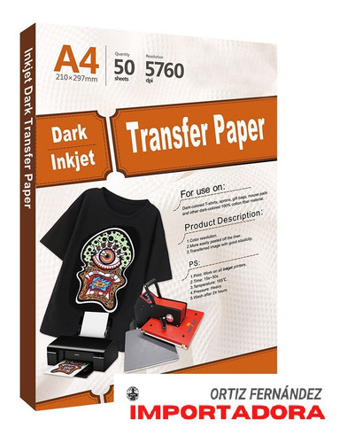 Imagen 1 de 2 de Papel Transfer Telas Oscuras A4