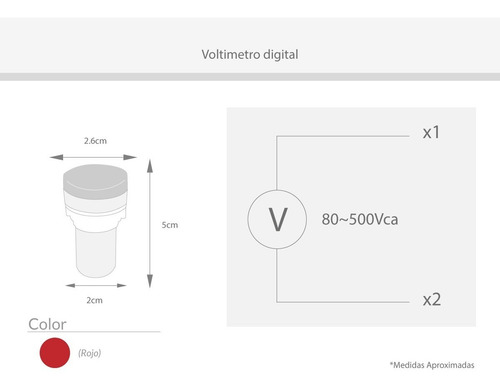 Imagen 5 de 9 de Voltimetro Digital Rojo Ojo De Buey Baw