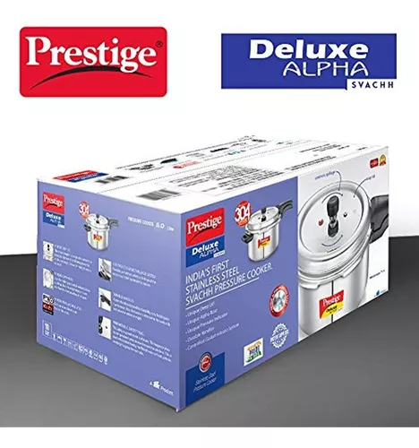 Prestige Deluxe Alpha - Olla a presión con base de inducción, 8 litros,  acero inoxidable