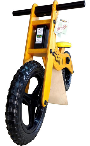 Imagem 3 de 4 de Bicicleta Infantil De Madeira Aro 12 - Bichiclo Amarela