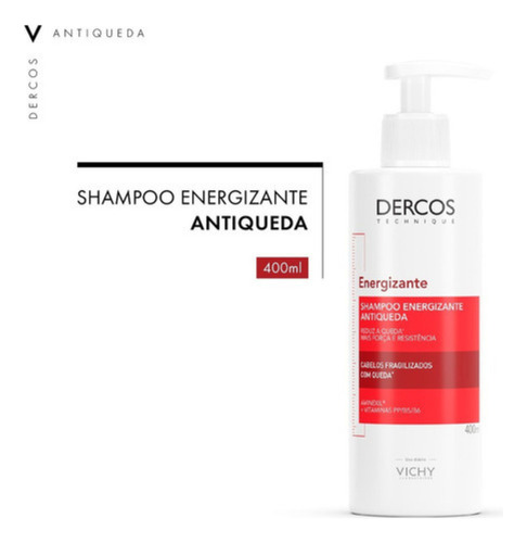 Shampoo Dercos Antiqueda 400ml Kit C/2 Vichy Energizante