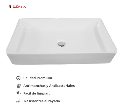 Lavabo Cerámico Rectangular De Sobreponer Blanco Brillante