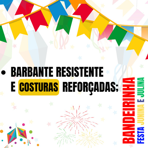 Bandeirinha Festa Junina Plástica Resistente Kit 50 Metros Área Externa/interna