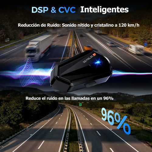 Audífonos Para Casco De Motos Gearelec F1 Bluetooth 5.3 Impermeables 2000mAh Batería Llamadas manos libres Hifi Eq Sonido 3D estéreo
