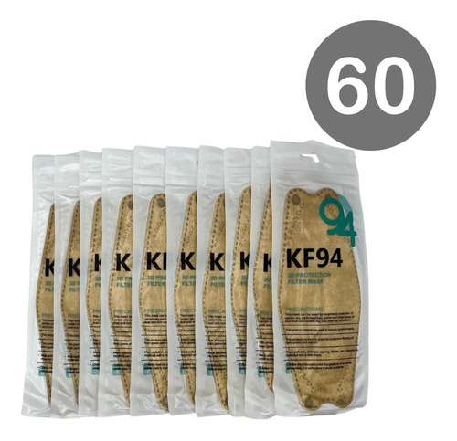 Pack 60 Cubre Bocas Kf94 Adulto Liso Certificado Premium 