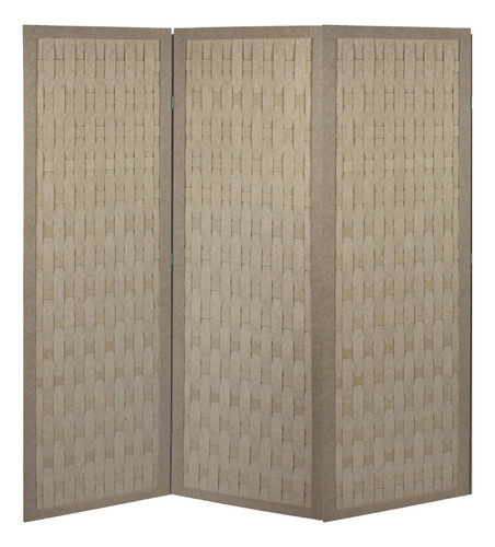 Kit 3 Biombo Trançado Sanfonado Separador Folha Painel Divisória Com Dobradiça Jt Home