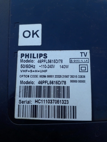 Tv Philips Modelo 46 Pfl5615d/78 Tela Ruim