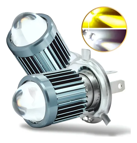 Par Lâmpadas Led Moto H4 Ba20d 6500k Olho De Peixe Potente H4 Preto ...