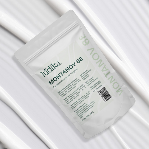 Montanov 68 Auto Emulsioante Natural soporta hasta un 40% de fase Oleosa formula protectores solares, cremas y maquillaje Todo Tipo de Piel Dia/Noche Ludika 100g