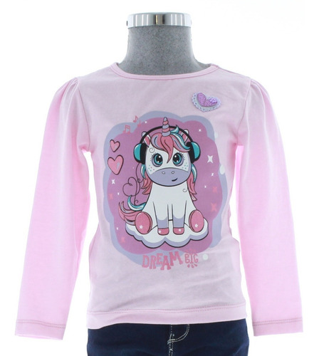 Playera Niña Rosa Unicornio 3213 1 A 6 Años