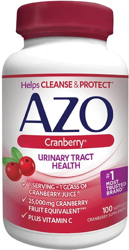 Azo Cranberry Con Vitamina C 100 Caps Gel Soporte Urinario