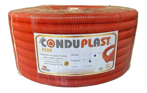 Tubo Poliducto Flexible Naranja 1 Pulgada 50m Conduplast