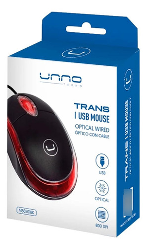 Mouse Unno Óptico Usb 800dpi