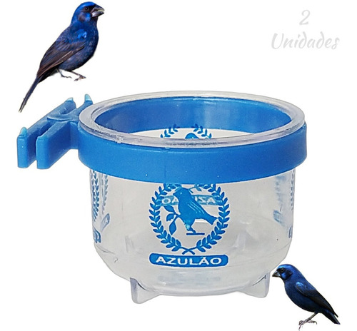2x Porta Vitamina Raçao Azulao Cristal 50ml - Passaros Aves