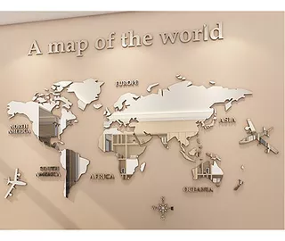 Pegatinas Acrílicas De Pared Con Mapa Del Mundo 3d, Espejo D