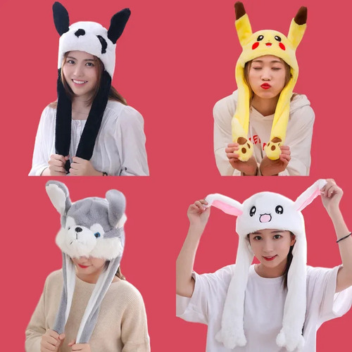 Gorro Con Orejas En Movimiento Para Niños Pikachu Panda Rabb