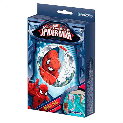 Imagen 3 de 9 de Pelota De Playa Spiderman Inflable Bestway - Rojo Y Azul