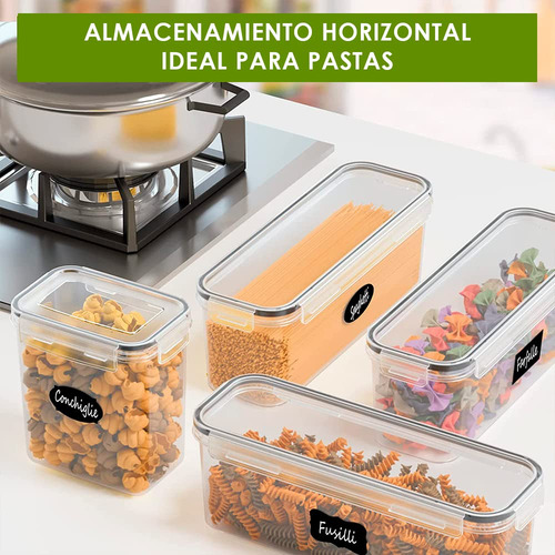 U Chef Juego De 6 Recipientes Herméticos Para Almacenar Alimentos, Contenedores Para Pasta, Espaguetis Y Fideos, Contenedores De Pasta Para Organización Y Almacenamiento De Cocina, Recipientes De