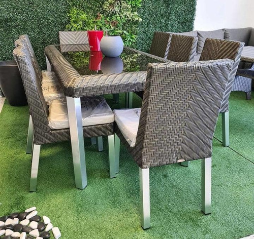 Elegante Comedor Rattan Sintético, Exteriores, Jardín